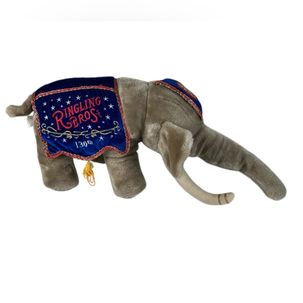 Vintage 130th Anniversary Ringling Bros Barnum Bailey Circus 24” Plush Elephant